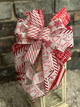 Red & White Candy Canes Christmas Lantern Bow - Emerald's Avenue