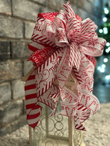 Red & White Candy Canes Christmas Lantern Bow - Emerald's Avenue