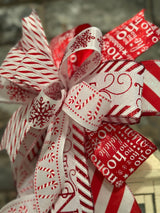 Red & White Candy Canes Christmas Lantern Bow - Emerald's Avenue