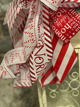 Red & White Candy Canes Christmas Lantern Bow - Emerald's Avenue