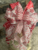 Red & White Candy Canes Christmas Lantern Bow - Emerald's Avenue