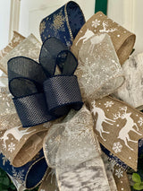 Reindeer & Snowflakes Christmas Bow - Emerald's Avenue
