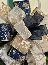 Reindeer & Snowflakes Christmas Bow - Emerald's Avenue