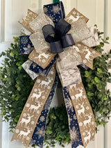 Reindeer & Snowflakes Christmas Bow - Emerald's Avenue