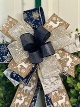 Reindeer & Snowflakes Christmas Bow - Emerald's Avenue