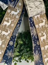 Reindeer & Snowflakes Christmas Bow - Emerald's Avenue