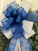 Royal Blue & White Christmas Bow - Emerald's Avenue