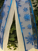 Royal Blue & White Christmas Bow - Emerald's Avenue