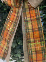 Rust Orange, Marigold, Olive Green & Brown Fall Bow - Emerald's Avenue