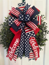 Stars & Stripes, Welcome Patriotic Bow - Emerald's Avenue