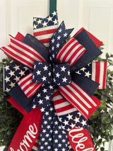 Stars & Stripes, Welcome Patriotic Bow - Emerald's Avenue