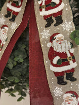 Traditional Santa Claus & Snowflakes Christmas Bow - Emerald's Avenue