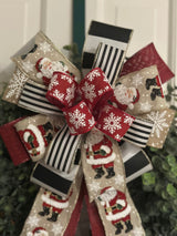 Traditional Santa Claus & Snowflakes Christmas Bow - Emerald's Avenue