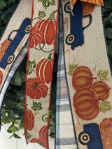 Vintage Trucks & Falling Leaves Bow - Emerald's Avenue