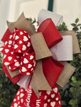 White Hearts Valentine's Day Bow - Emerald's Avenue