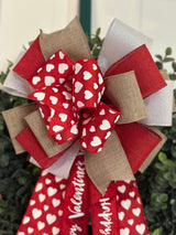 White Hearts Valentine's Day Bow - Emerald's Avenue