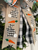 Black Buffalo Plaid Bunnies Easter Bow - Emerald's Avenue