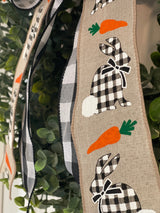 Black Buffalo Plaid Bunnies Easter Bow - Emerald's Avenue