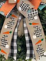 Black Buffalo Plaid Bunnies Easter Bow - Emerald's Avenue