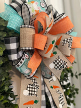 Black Buffalo Plaid Bunnies Easter Bow - Emerald's Avenue