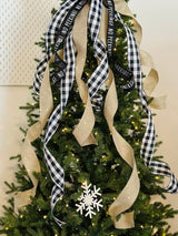 Black Buffalo Plaid No Peeking Christmas Tree Topper Bow - Emerald's Avenue