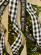 Black Buffalo Plaid No Peeking Christmas Tree Topper Bow - Emerald's Avenue