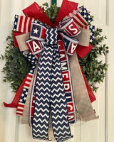 Block Letters & Chevron Print Bow - Emerald's Avenue