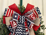 Block Letters & Chevron Print Bow - Emerald's Avenue