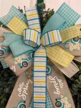 Blue & Yellow Hello Spring Bow - Emerald's Avenue