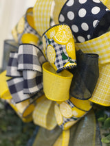 Blue & Yellow Lemon Themed Spring & Summer Bow - Emerald's Avenue