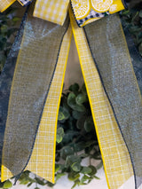 Blue & Yellow Lemon Themed Spring & Summer Bow - Emerald's Avenue