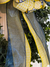 Blue & Yellow Lemon Themed Spring & Summer Bow - Emerald's Avenue