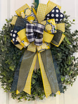 Blue & Yellow Lemon Themed Spring & Summer Bow - Emerald's Avenue