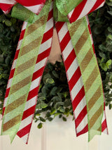 Candy Cane Stripes & Transparent Green Christmas Bow - Emerald's Avenue