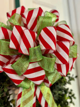 Candy Cane Stripes & Transparent Green Christmas Bow - Emerald's Avenue