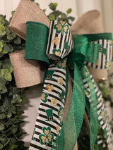 Farmhouse Style Shamrocks & Leprechaun Hats Bow - Emerald's Avenue