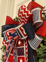 Formal Red, White & Blue Bow - Emerald's Avenue