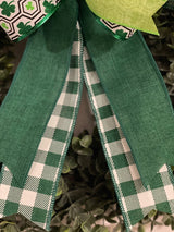 Green Shamrocks & Buffalo Plaid Bow - Emerald's Avenue