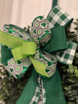Green Shamrocks & Buffalo Plaid Bow - Emerald's Avenue