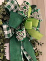 Green Shamrocks & Buffalo Plaid Bow - Emerald's Avenue