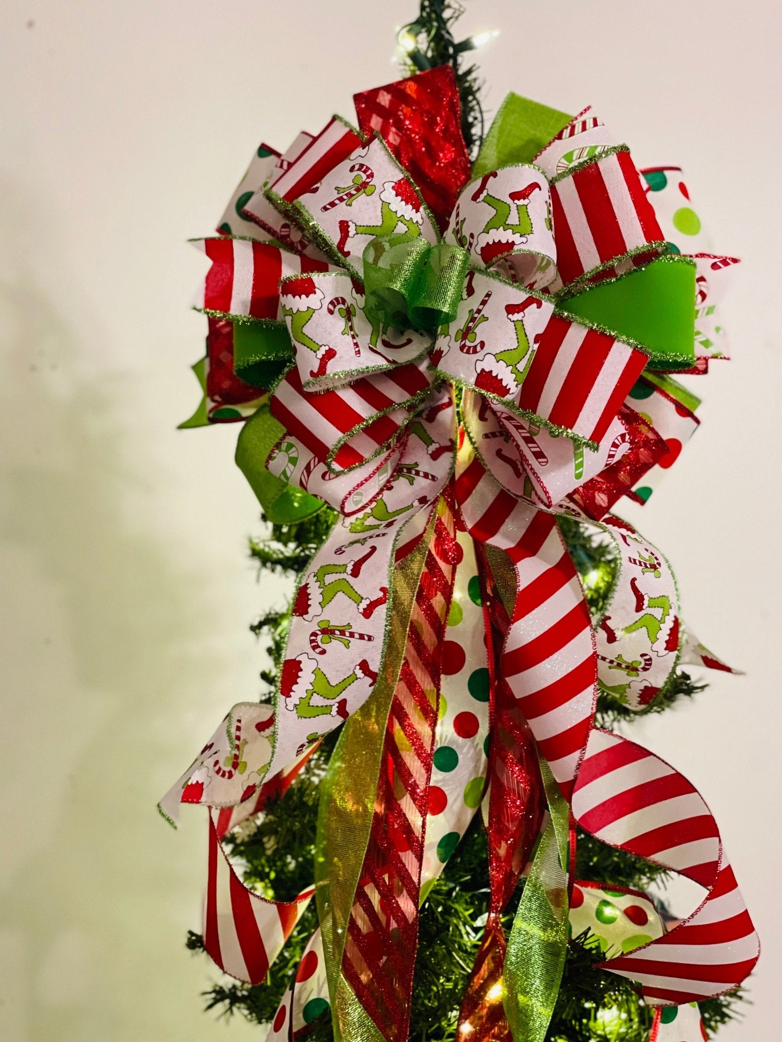 Large Green Monster Legs Christmas Tree Topper Bow, 41% OFF