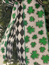 Harlequin Ribbon & Shamrocks St. Patrick's Day Bow - Emerald's Avenue
