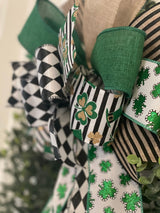 Harlequin Ribbon & Shamrocks St. Patrick's Day Bow - Emerald's Avenue