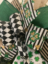 Harlequin Ribbon & Shamrocks St. Patrick's Day Bow - Emerald's Avenue