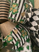 Harlequin Ribbon & Shamrocks St. Patrick's Day Bow - Emerald's Avenue