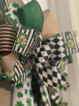 Harlequin Ribbon & Shamrocks St. Patrick's Day Bow - Emerald's Avenue