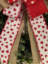 Hearts Themed Valentine's Day Bow - Emerald's Avenue