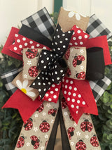Ladybugs & Daisies Summer Bow - Emerald's Avenue