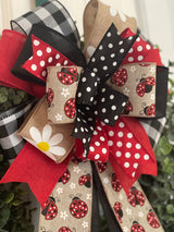 Ladybugs & Daisies Summer Bow - Emerald's Avenue