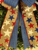 Large Stars, Stripes & Fireworks Bow - Emerald's Avenue